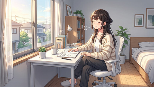 スランプから脱するためにメンタル改善をする女子高生の画像
